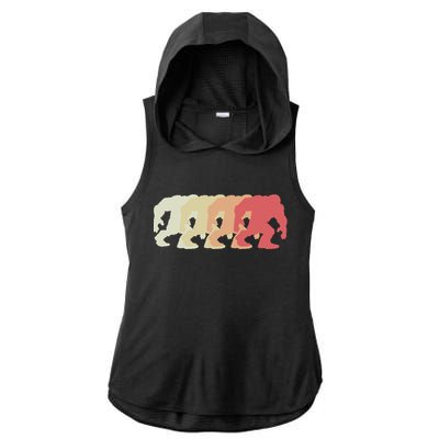 Bigfoot Silhouette Retro Sasquatch Ladies PosiCharge Tri-Blend Wicking Draft Hoodie Tank