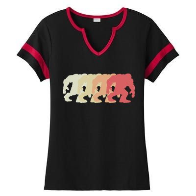 Bigfoot Silhouette Retro Sasquatch Ladies Halftime Notch Neck Tee