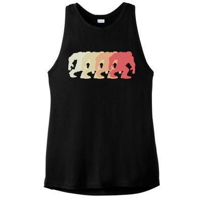 Bigfoot Silhouette Retro Sasquatch Ladies PosiCharge Tri-Blend Wicking Tank