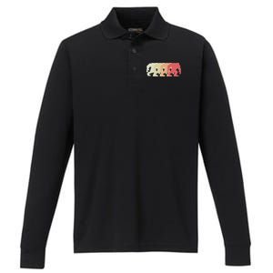 Bigfoot Silhouette Retro Sasquatch Performance Long Sleeve Polo