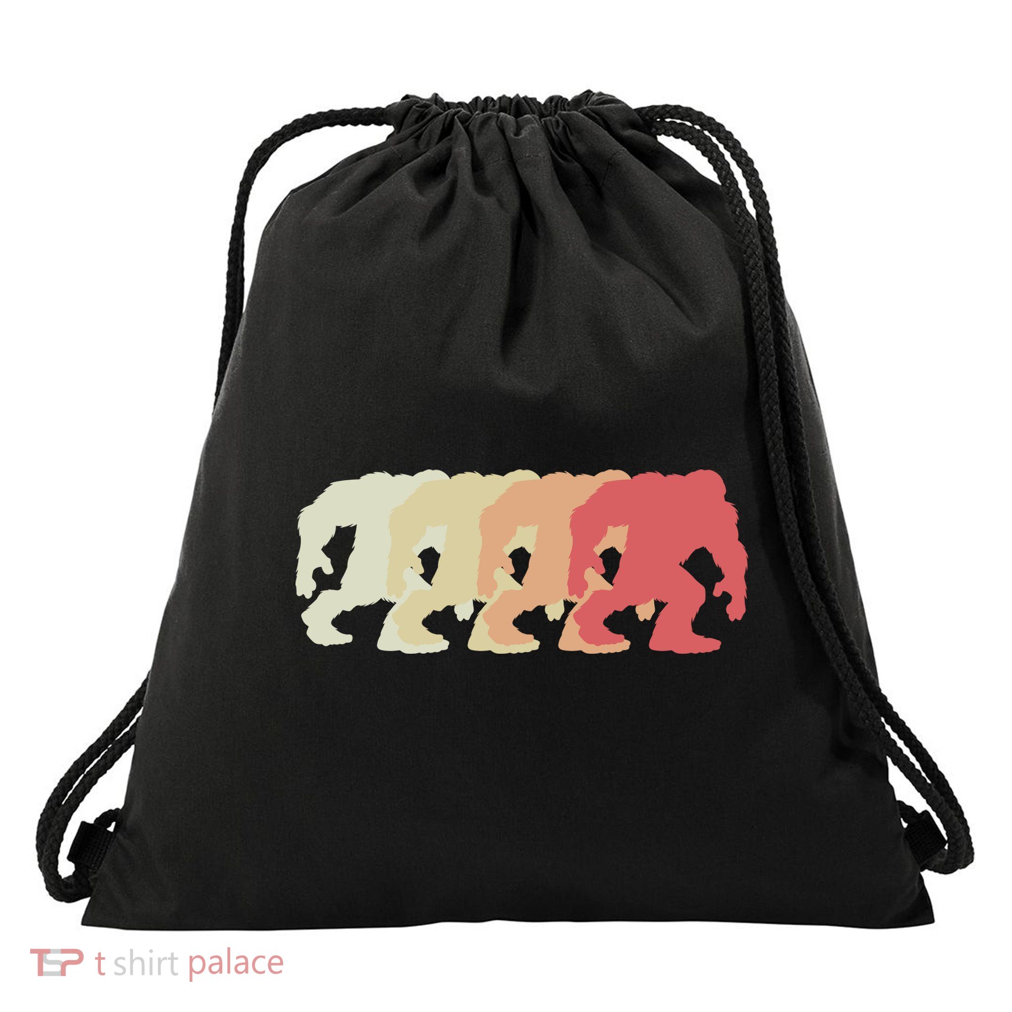 Bigfoot Silhouette Retro Sasquatch Drawstring Bag