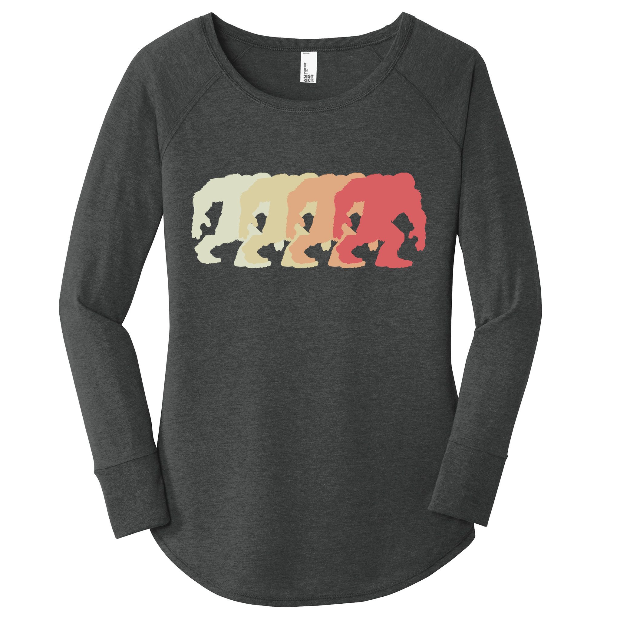 Bigfoot Silhouette Retro Sasquatch Women's Perfect Tri Tunic Long Sleeve Shirt