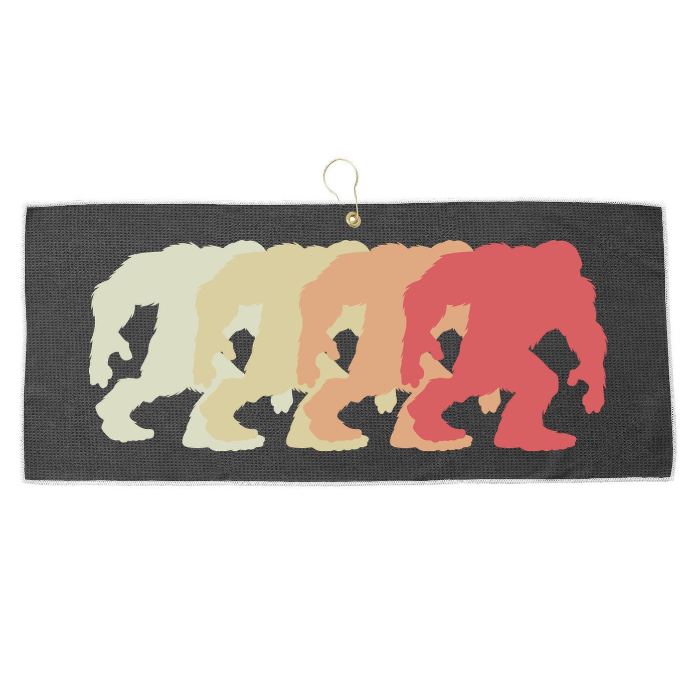 Bigfoot Silhouette Retro Sasquatch Large Microfiber Waffle Golf Towel