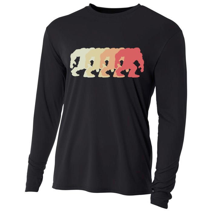 Bigfoot Silhouette Retro Sasquatch Cooling Performance Long Sleeve Crew