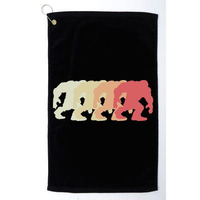 Bigfoot Silhouette Retro Sasquatch Platinum Collection Golf Towel