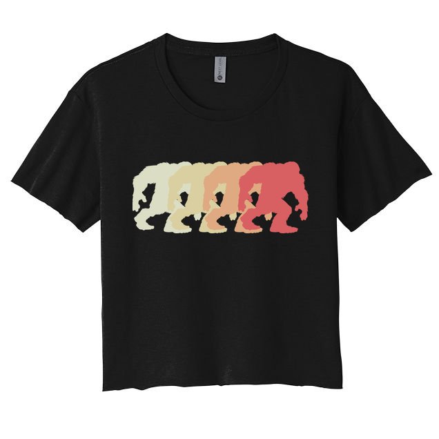 Bigfoot Silhouette Retro Sasquatch Crop Top