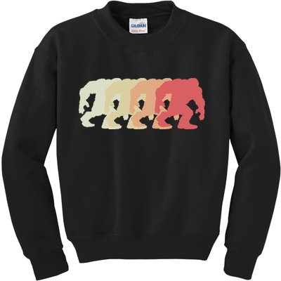 Bigfoot Silhouette Retro Sasquatch Kids Sweatshirt