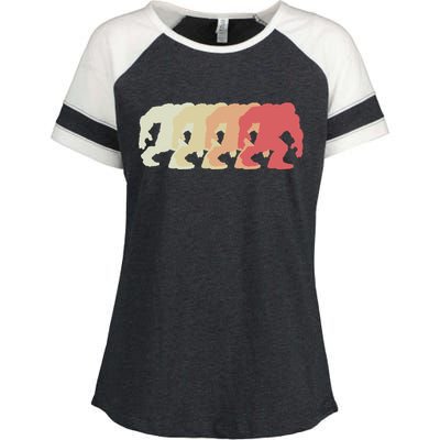 Bigfoot Silhouette Retro Sasquatch Enza Ladies Jersey Colorblock Tee