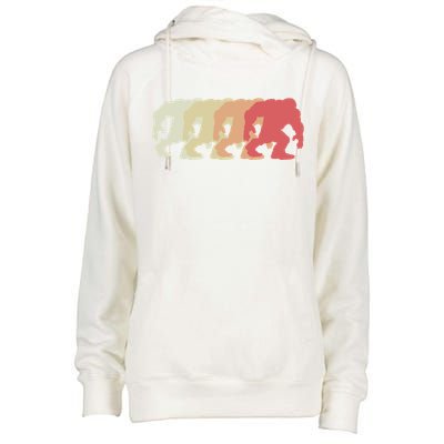 Bigfoot Silhouette Retro Sasquatch Womens Funnel Neck Pullover Hood