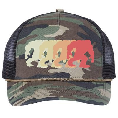 Bigfoot Silhouette Retro Sasquatch Retro Rope Trucker Hat Cap