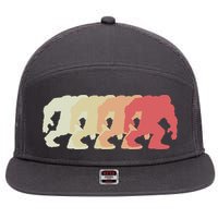 Bigfoot Silhouette Retro Sasquatch 7 Panel Mesh Trucker Snapback Hat