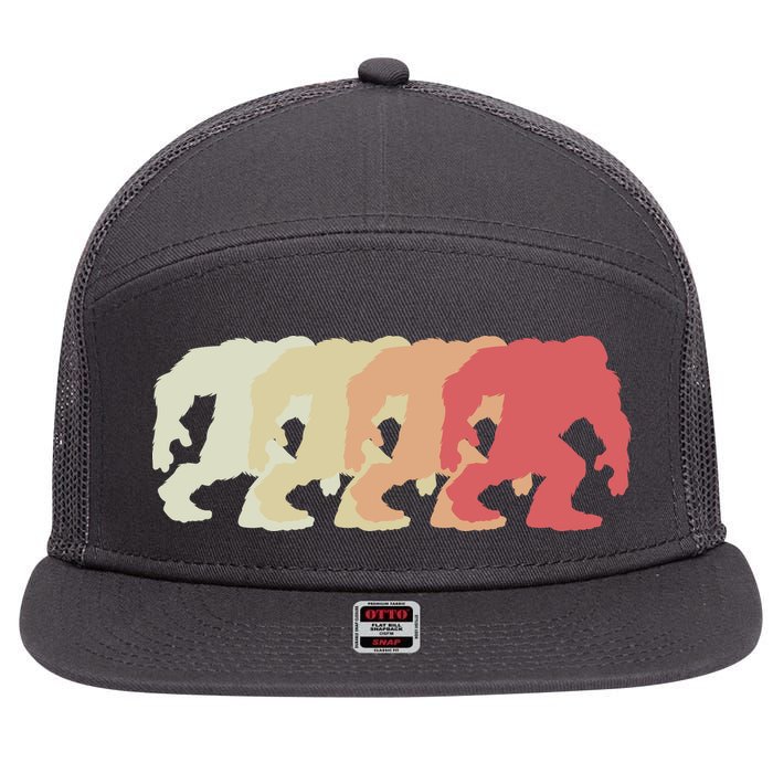 Bigfoot Silhouette Retro Sasquatch 7 Panel Mesh Trucker Snapback Hat