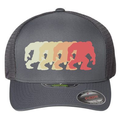 Bigfoot Silhouette Retro Sasquatch Flexfit Unipanel Trucker Cap