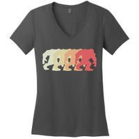 Bigfoot Silhouette Retro Sasquatch Women's V-Neck T-Shirt