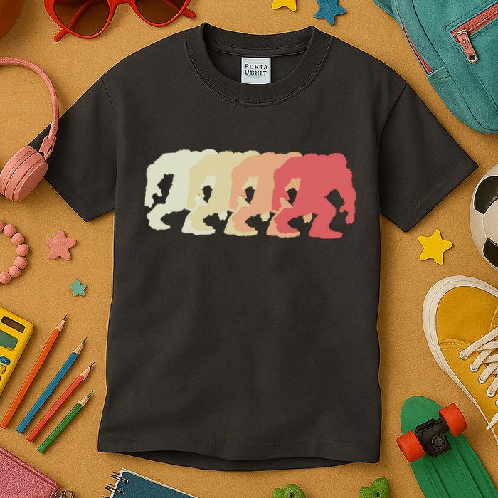 Bigfoot Silhouette Retro Sasquatch Kids T-Shirt