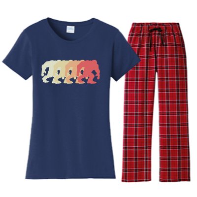 Bigfoot Silhouette Retro Sasquatch Women's Flannel Pajama Set