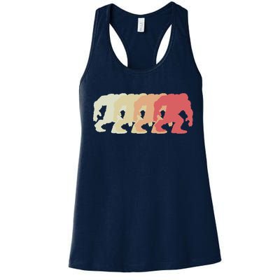 Bigfoot Silhouette Retro Sasquatch Women's Racerback Tank