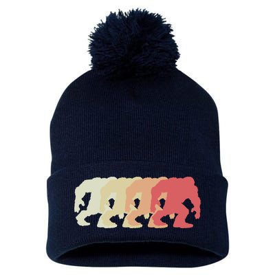 Bigfoot Silhouette Retro Sasquatch Pom Pom 12in Knit Beanie