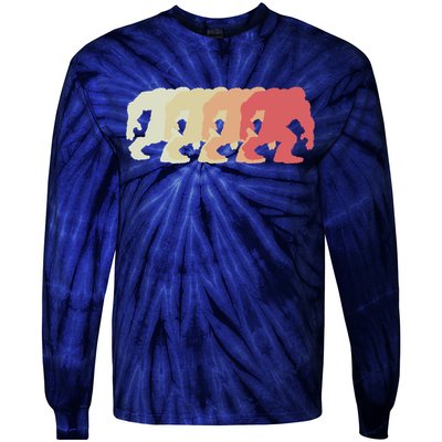 Bigfoot Silhouette Retro Sasquatch Tie-Dye Long Sleeve Shirt