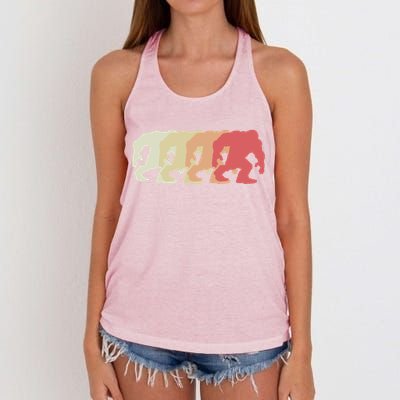 Bigfoot Silhouette Retro Sasquatch Women's Knotted Racerback Tank