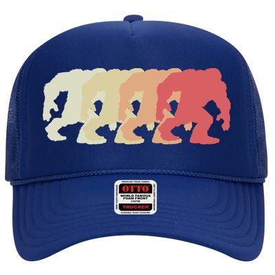 Bigfoot Silhouette Retro Sasquatch High Crown Mesh Back Trucker Hat