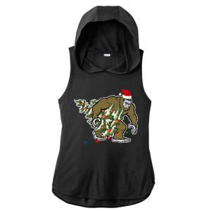 Bigfoot Stole Christmas Ladies PosiCharge Tri-Blend Wicking Draft Hoodie Tank