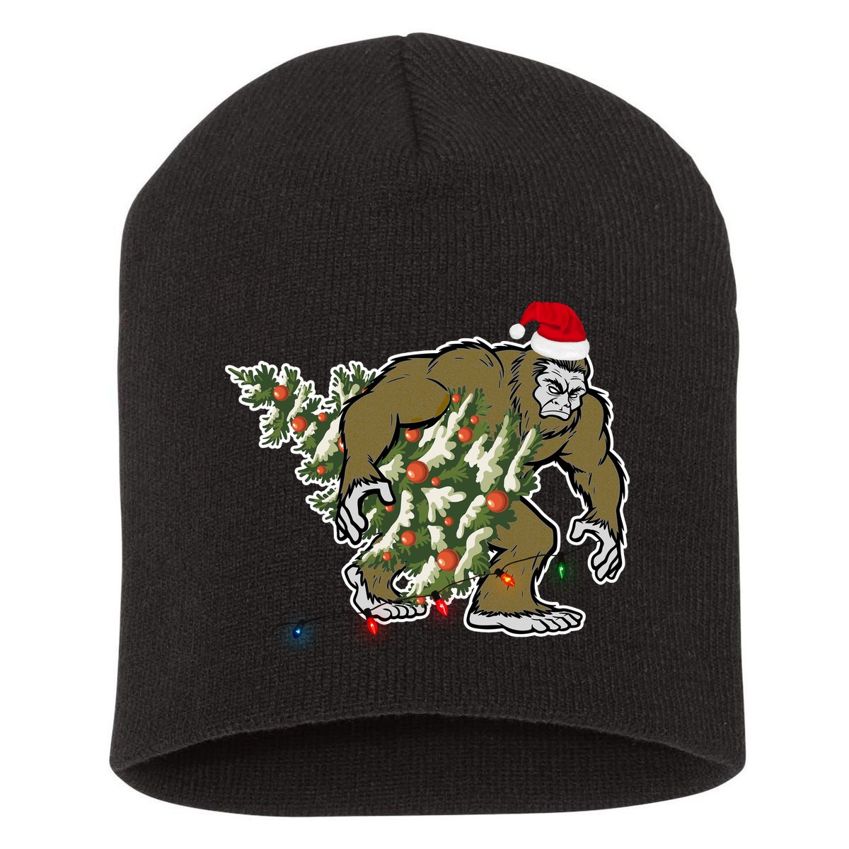 Bigfoot Stole Christmas Short Acrylic Beanie