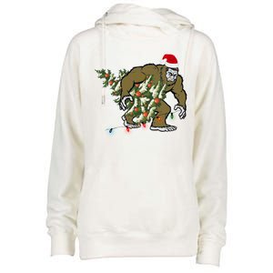 Bigfoot Stole Christmas Womens Funnel Neck Pullover Hood