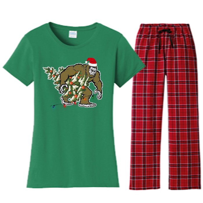 Bigfoot Stole Christmas Women's Flannel Pajama Set