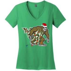 Bigfoot Stole Christmas Women's V-Neck T-Shirt