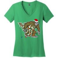 Bigfoot Stole Christmas Women's V-Neck T-Shirt