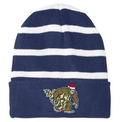 Bigfoot Stole Christmas Striped Beanie with Solid Band