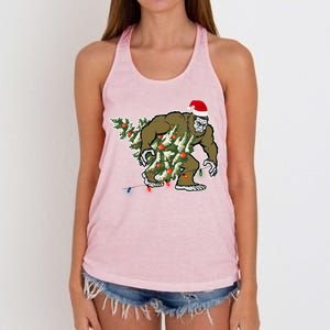 Bigfoot Stole Christmas Women's Knotted Racerback Tank