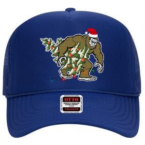 Bigfoot Stole Christmas High Crown Mesh Back Trucker Hat