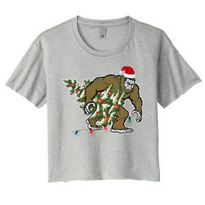 Bigfoot Stole Christmas Women's Crop Top Tee