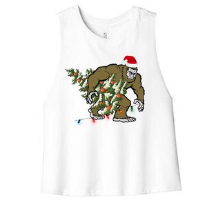 Bigfoot Stole Christmas Women's Racerback Cropped Tank