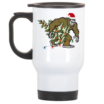 Bigfoot Stole Christmas Stainless Steel Travel Mug