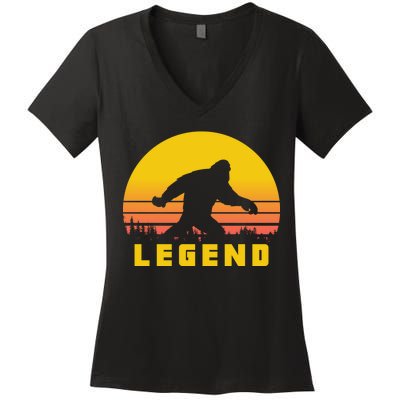 Bigfoot The Legend Women's V-Neck T-Shirt