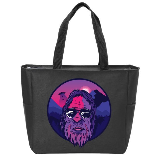 Bigfoot UFO Mountain Zip Tote Bag