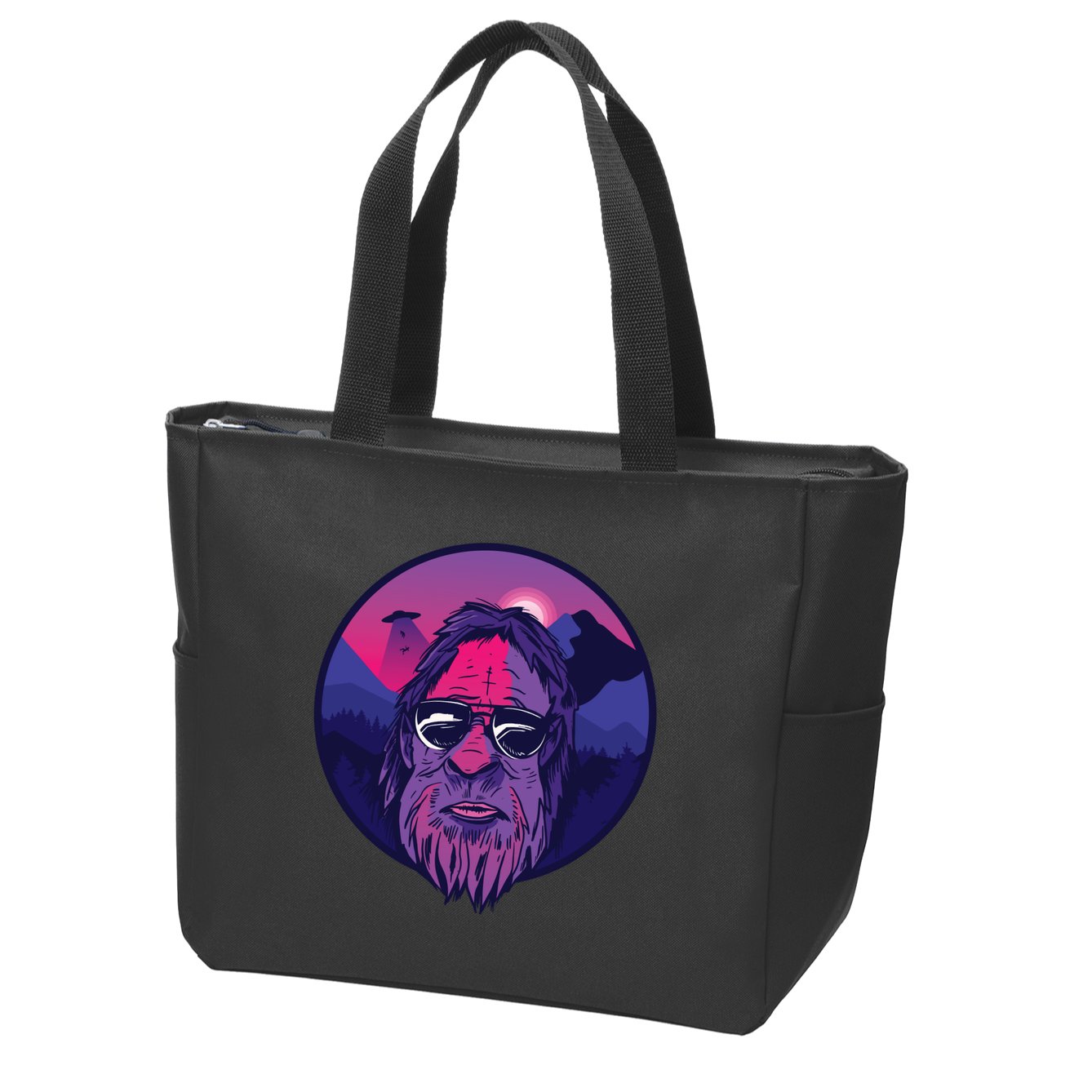 Bigfoot UFO Mountain Zip Tote Bag