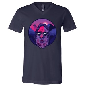 Bigfoot UFO Mountain V-Neck T-Shirt