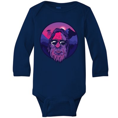 Bigfoot UFO Mountain Baby Long Sleeve Bodysuit