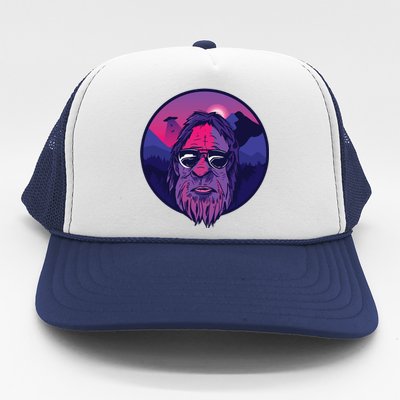 Bigfoot UFO Mountain Trucker Hat