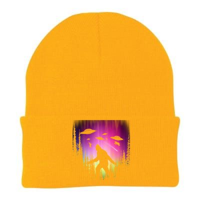 Bigfoot UFOs In Forest Knit Cap Winter Beanie