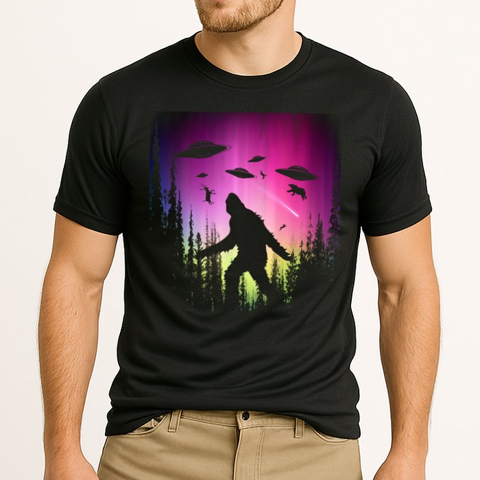 Bigfoot UFOs In Forest Cooling Performance Crew T-Shirt