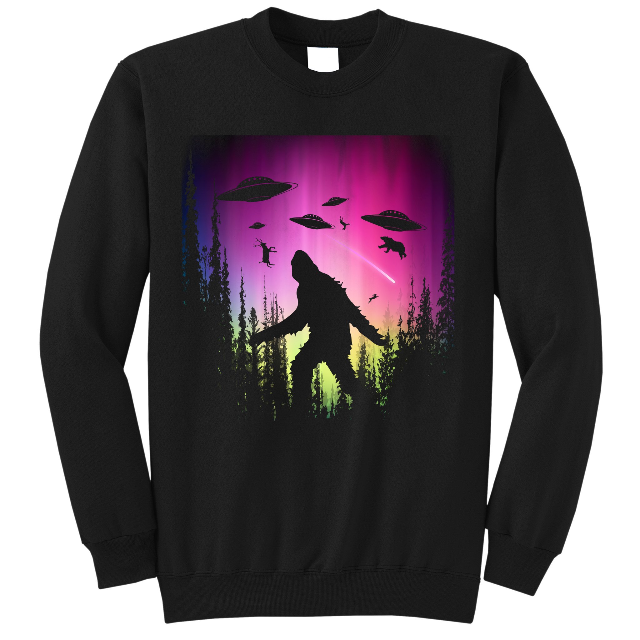 Bigfoot UFOs In Forest Sweatshirt