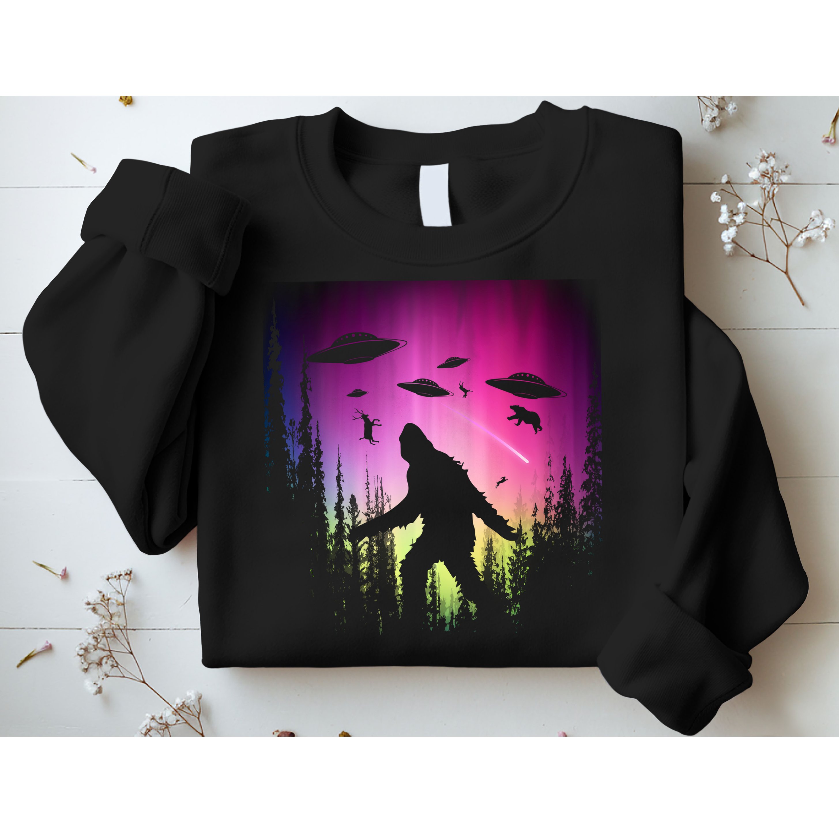 Bigfoot UFOs In Forest Sweatshirt