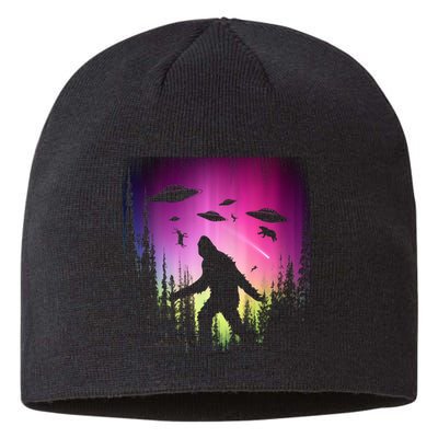 Bigfoot UFOs In Forest Sustainable Beanie