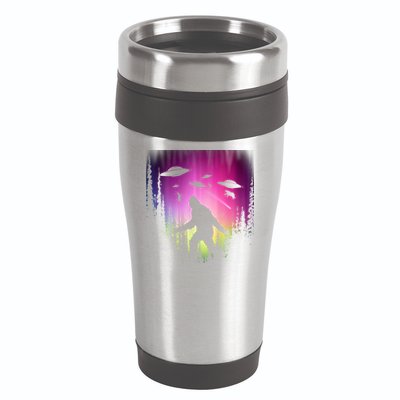 Bigfoot UFOs In Forest 16oz Travel Tumbler