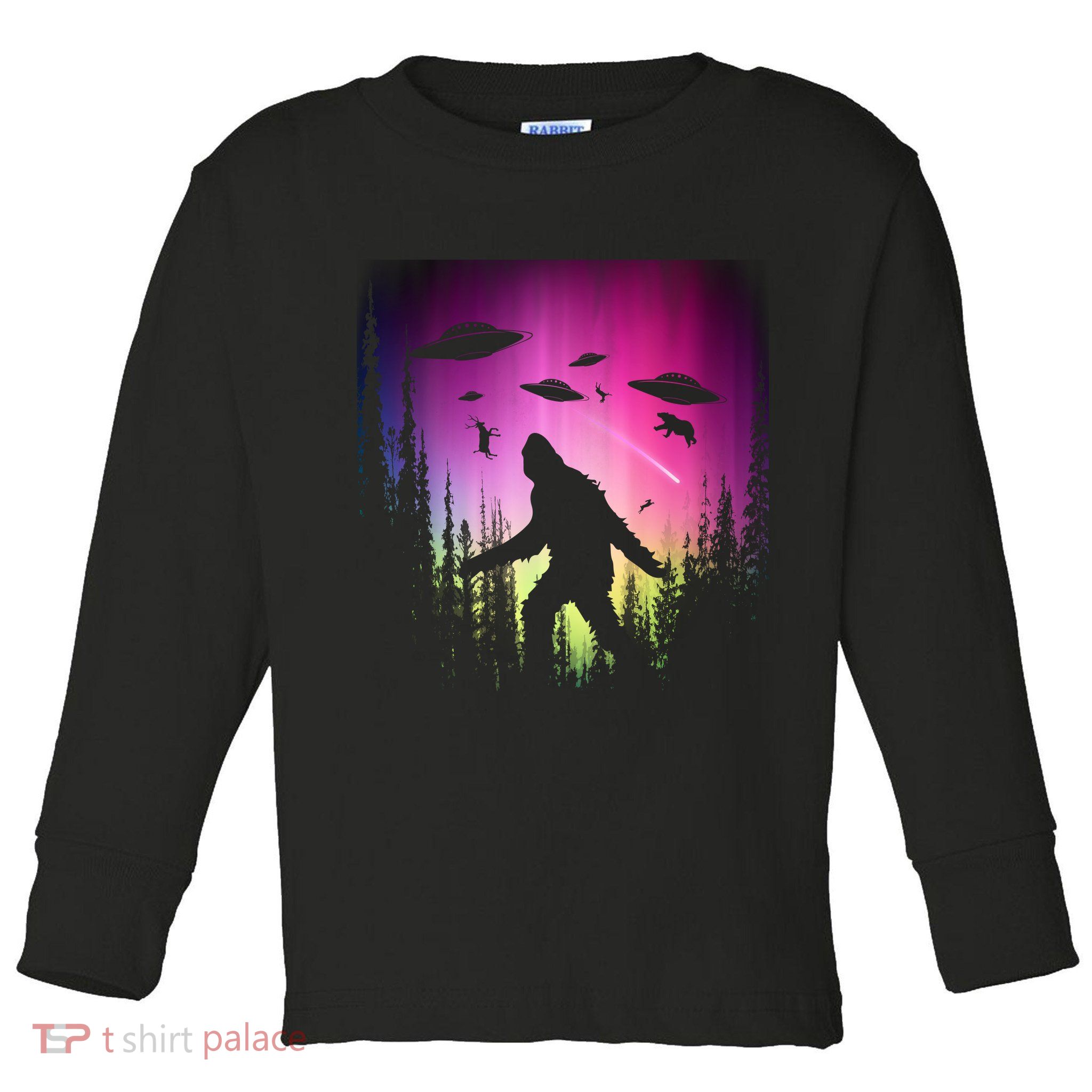 Bigfoot UFOs In Forest Toddler Long Sleeve Shirt